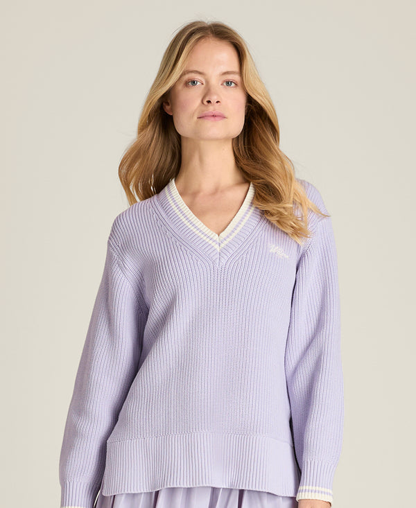 Varsity V-Neck Knit Sweater