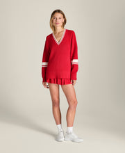 Varsity V-Neck Knit Sweater
