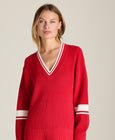 Varsity V-Neck Knit Sweater
