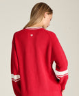 Varsity V-Neck Knit Sweater