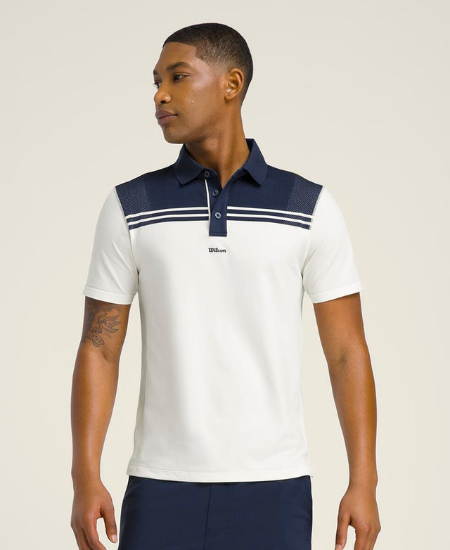 All Seasons Polo - Classic Navy / Tan Stripe