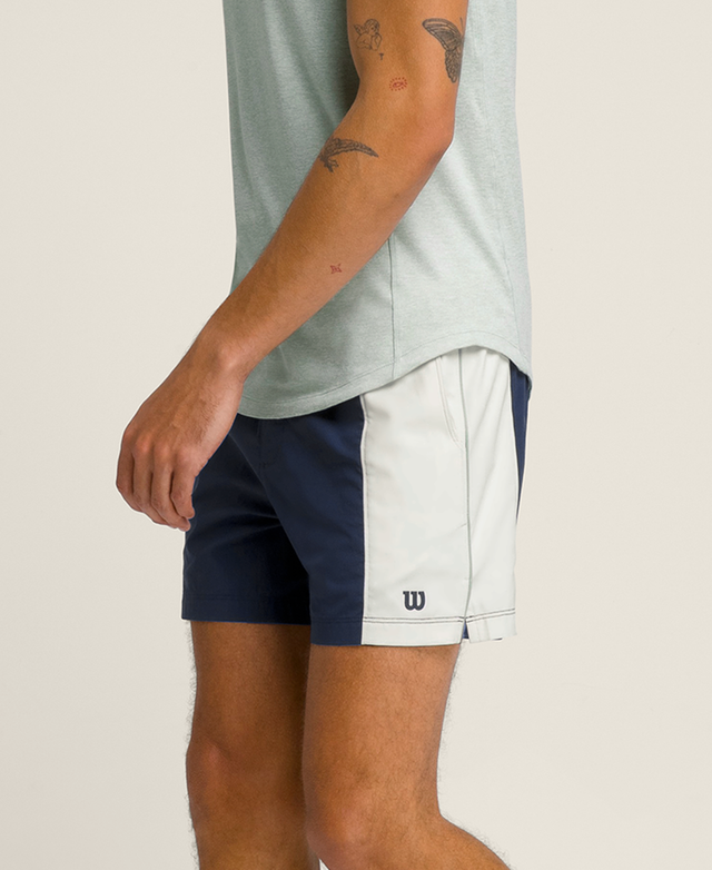 Tennis Volley Short 6" Unlined - Classic Navy / Aqua Gray