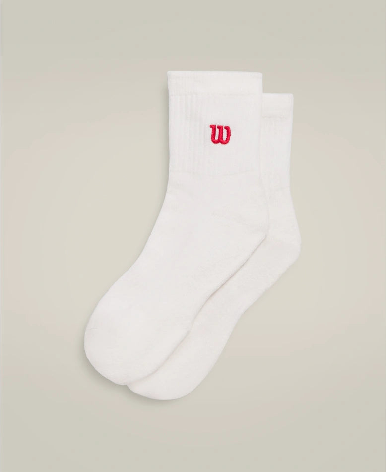 Unisex Quarter-Length Sock - White / Red