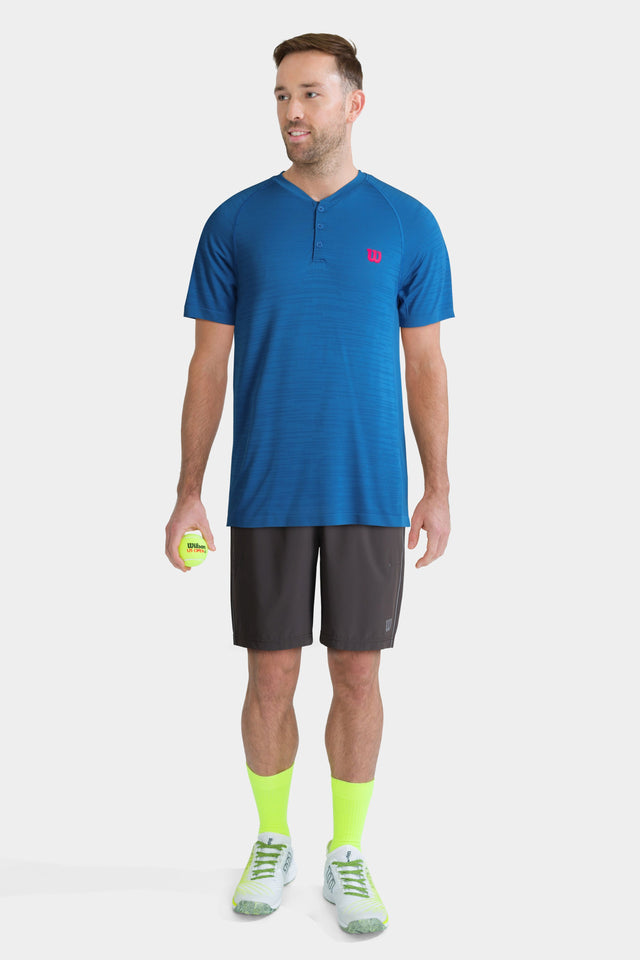 Men's Competition Seamless Henley Crew - Blue