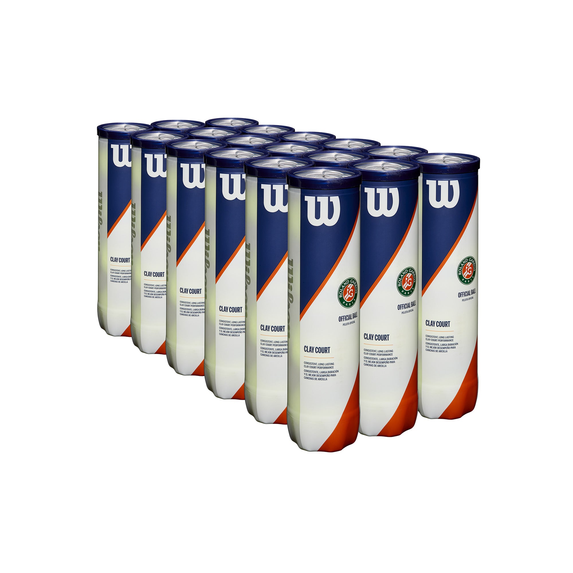Roland Garros Clay Court Tennis 4-Ball 18 can case